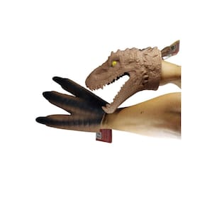 Kit Fantoches Dinossauro T-Rex Marrom Garra E Cabeça 2 Peças
