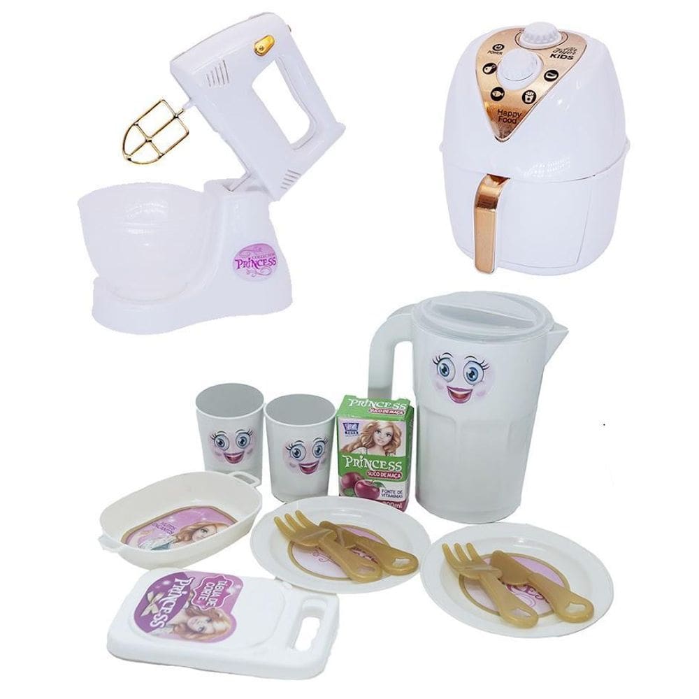 Kit Cozinha Princesa Menina Eletro Jantar Brinquedo 14Pç