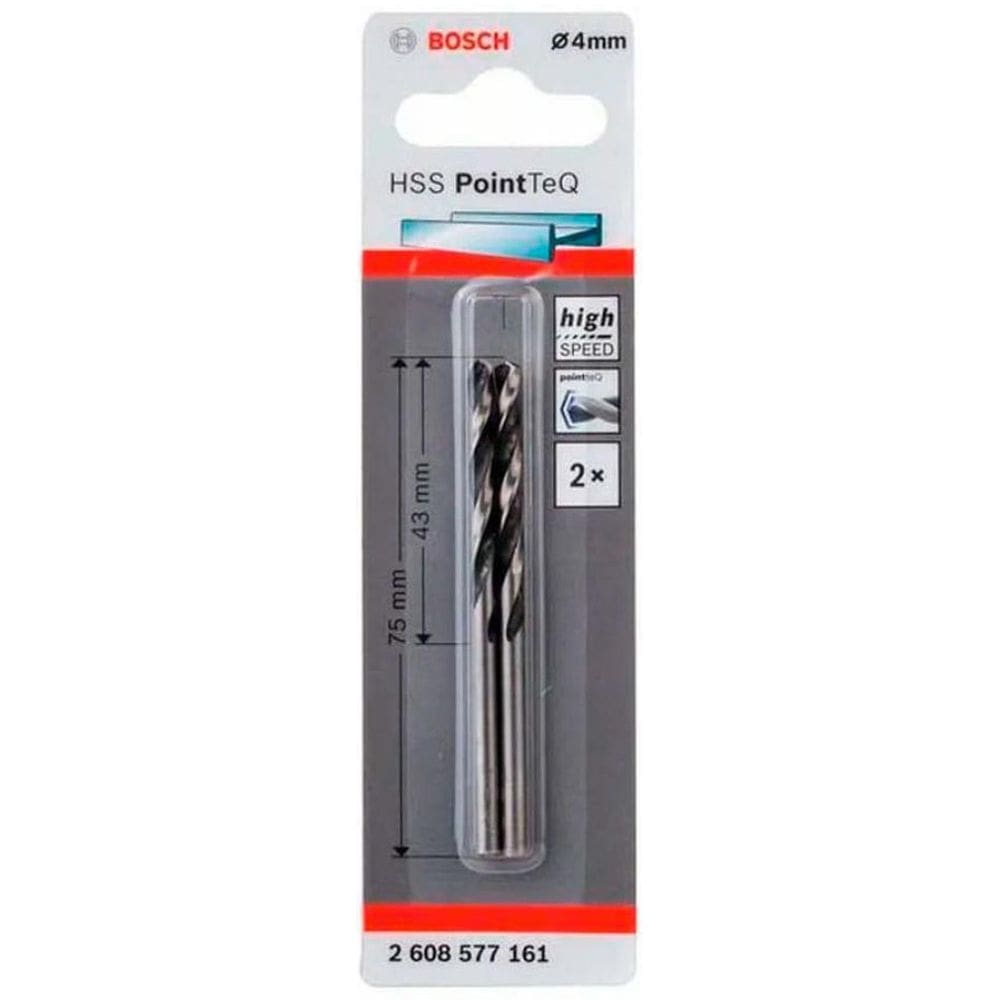 Jogo 2 Broca Para Metal Aço Rapido Hss Point 4Mm Bosch