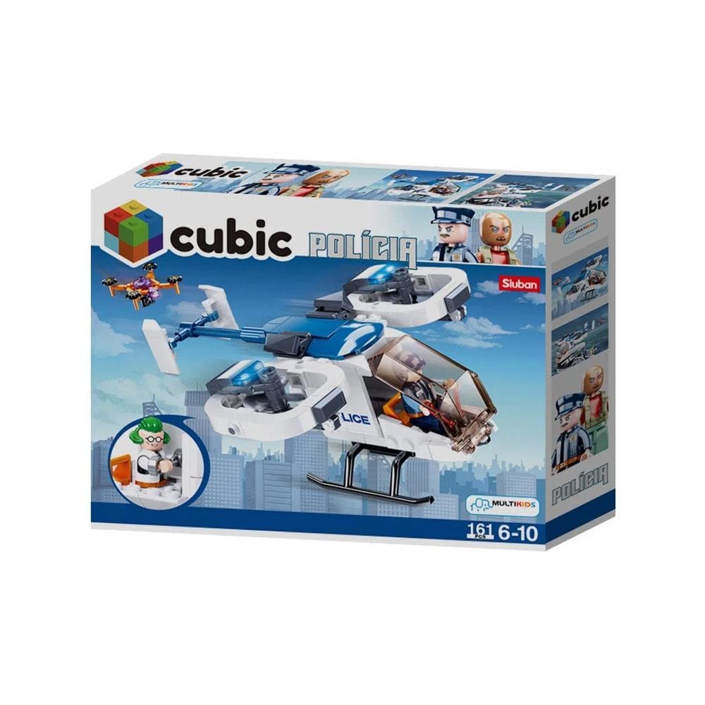 Blocos De Montar Cubic Polícia Helicóptero 161 Peças