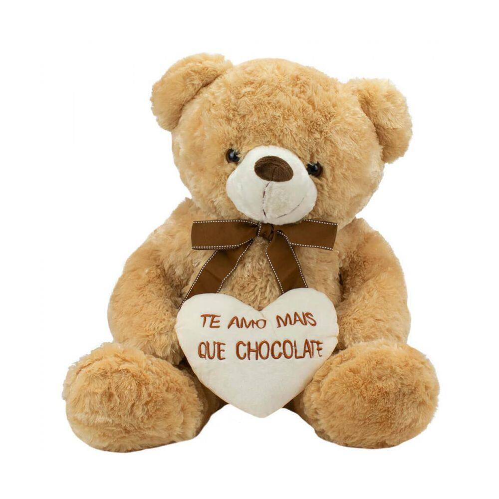 Urso De Pelúcia 48 Cm Coração Te Amo Mais Que Chocolate Fofy