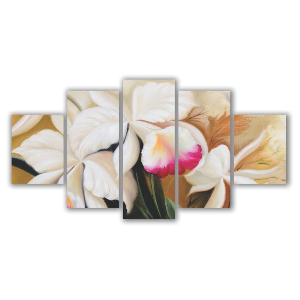 Quadros Mosaico Mdf Floral Flores Copo Leite Branco 115X60