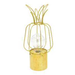 Abajur Luminaria De Mesa Led Aramada Abacaxi Dourado