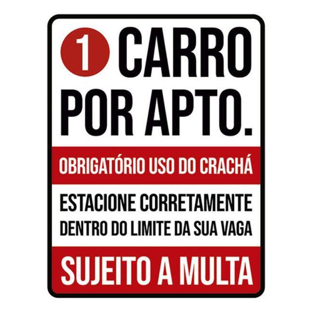 Kit 5 Placas Carro Apto Crachá Estacione 36X46