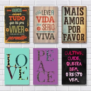 Kit Com 6 Placas Em Mdf - Frases Motivacionais - R+ Adesivos