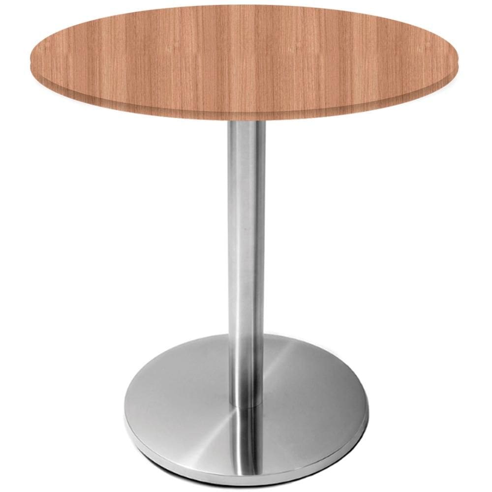 Mesa Beta Inox 75 cm (Altura) Disco Redondo Tampo MDP Redondo 70 cm (Larg) x 2,50 cm (Alt) Noce Natural
