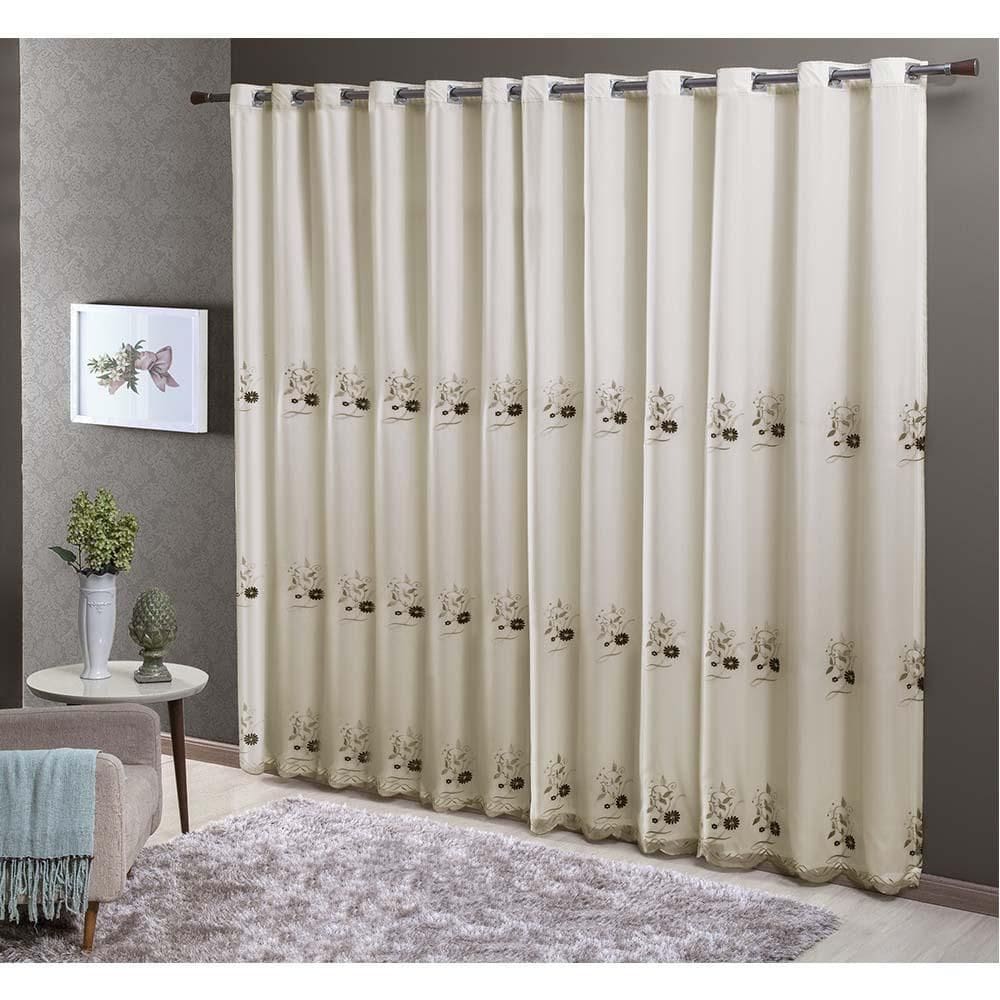 Cortina Dupla 24 Ilhoses 300X250Cm Doha Caqui Sultan