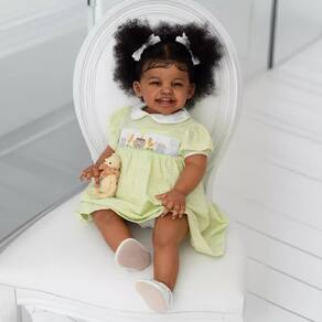 Boneca Reborn Baby Girl Wamdoll 60 cm Sweet Smiling Curly Hair