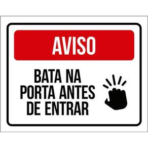 Kit 5 Placas Sinalização - Aviso Bata Porta Antes Entrar