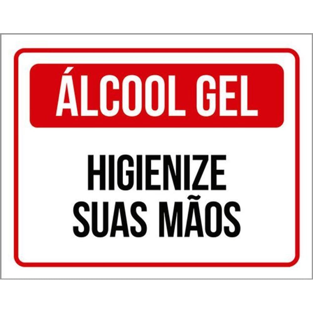 Kit 5 Placas Sinalização - Vermelha Higienize Suas Mãos