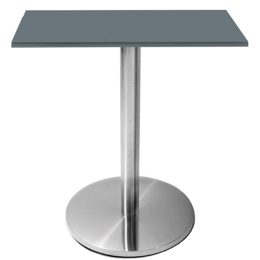 Mesa Beta Inox 75 cm (Altura) Disco Redondo Tampo MDP Quadrado 80 cm (Larg) x 2,50 cm (Alt) Grafito
