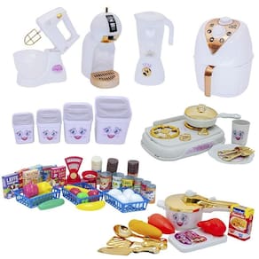Kit Cozinha Infantil Princesa Menina Mercado Potinhos 55Pç