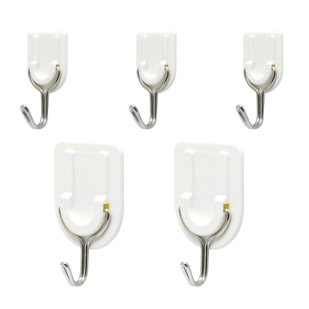 Kit Com 5 Suportes Ganchos Adesivo Dupla Face Branco