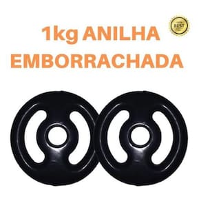 Kit 2 X Anilhas De 1Kg Emborrachada Super Premium Preta
