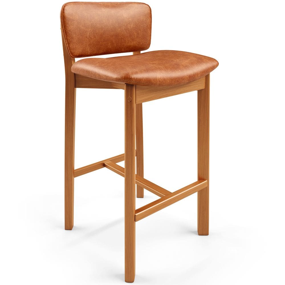 Banqueta Alta Para Cozinha Sala de Jantar Bar Dara L02 Couríssimo Camel - Lyam Decor