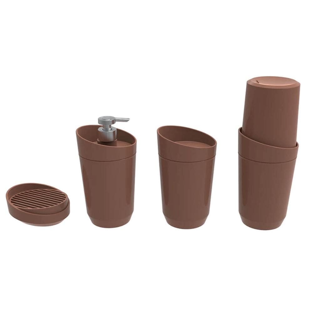 Kit Banheiro Crippa 4 Peças Porta Escova Porta Sabonete Líqu