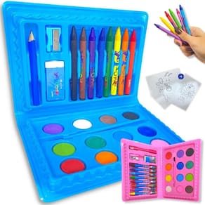 Maleta Infantil Escolar Unicórnio 24 Peças - Giz de Cera, Aquarela