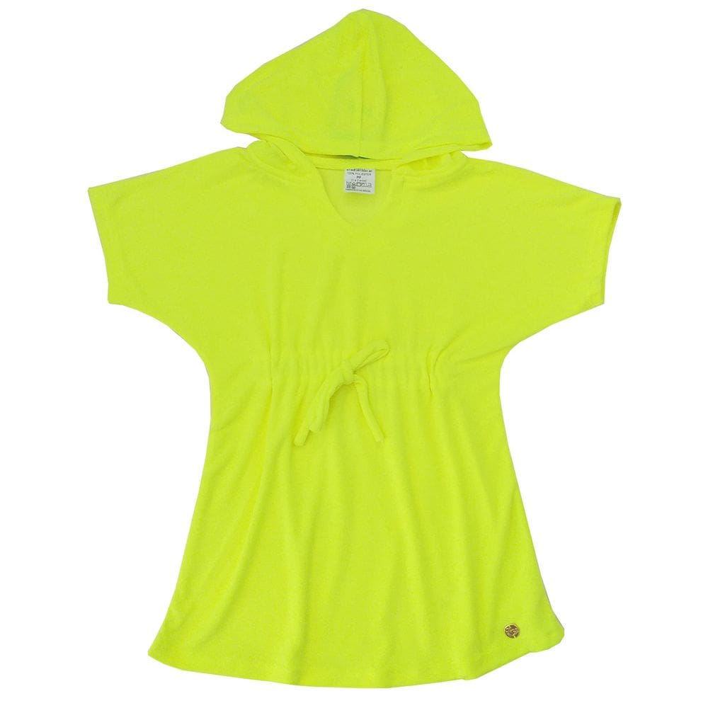 Saída de Praia Infantil Atoalhada com Capuz Amarelo Neon Everly