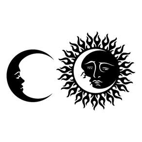 Quadro Decorativo Mandala Sol E Lua Preto 50Cm Mdf 3Mm