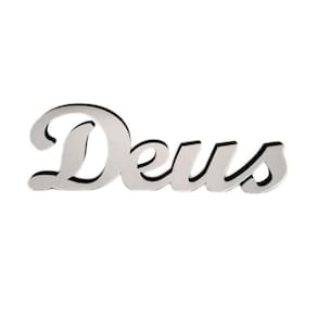 Palavra Deus Decoração Mdf Com Acrílico Espelhado Prata