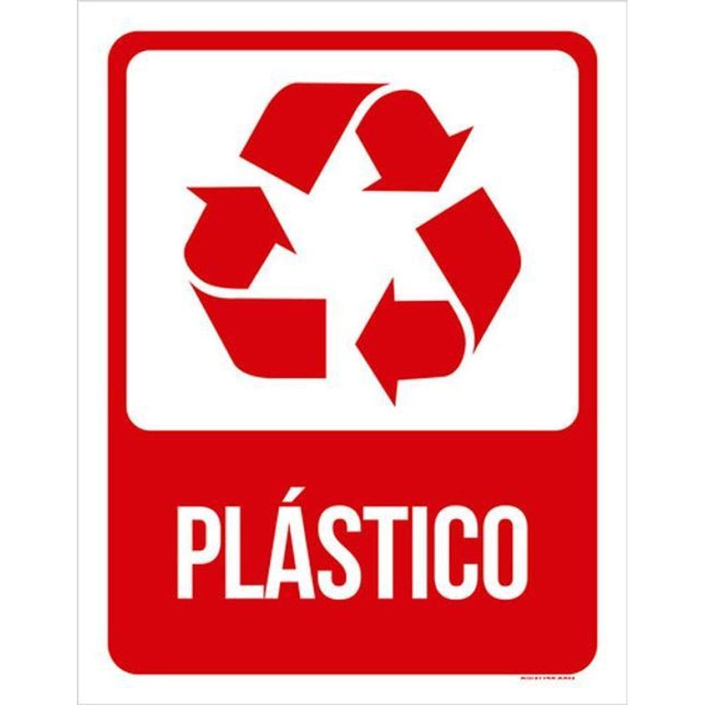 Kit 3 Placas Sinalização - Lixo Vermelha Plástico