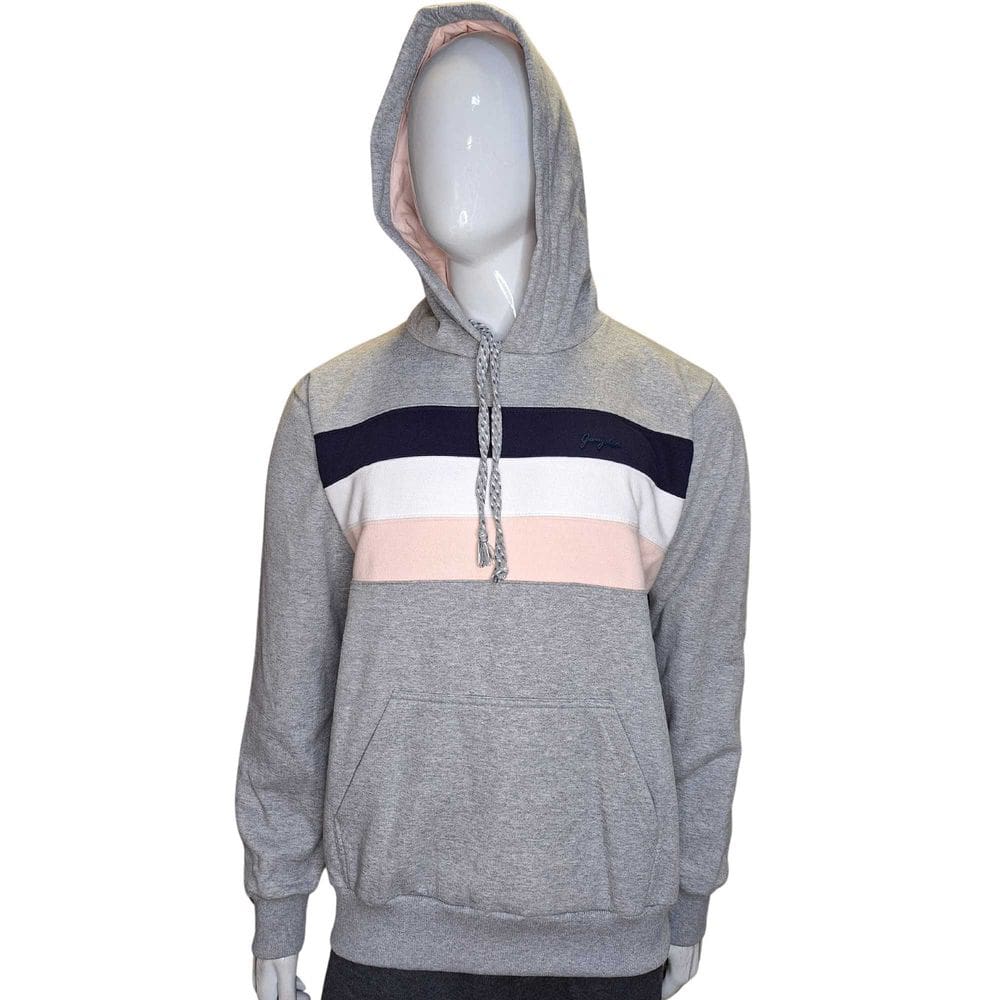 Moletom Masculino da Gangster cinza com listras Azul, Branco e Rosa