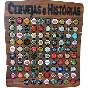 Quadro Decorativo Porta Tampinhas - Cervejas Histórias - 80