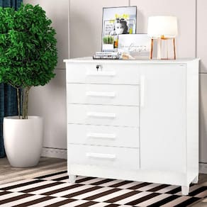 Cômoda Com Chave 1 Porta E 5 Gavetas Vitoria Branco Rud Rack