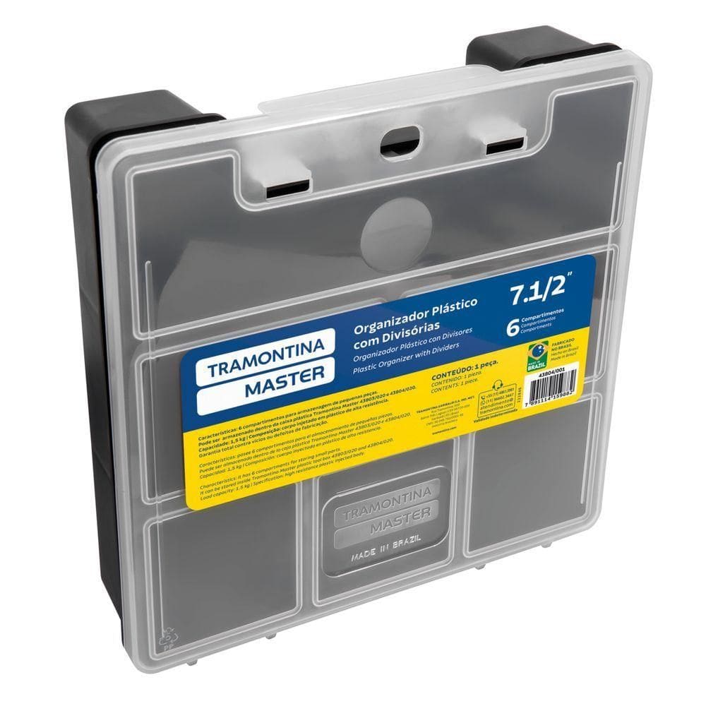 Organizador Plastico 7.1-2" Tramontina Com Tampa Transparente E Divisorias