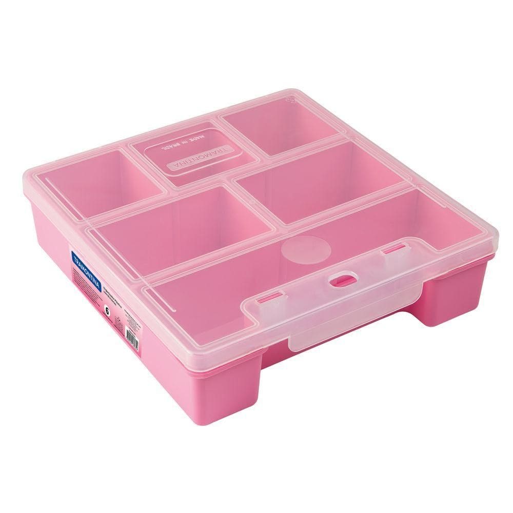 Organizador Plástico 7.1/2 Polegada Tramontina Com Tampa Transparente E Divisórias