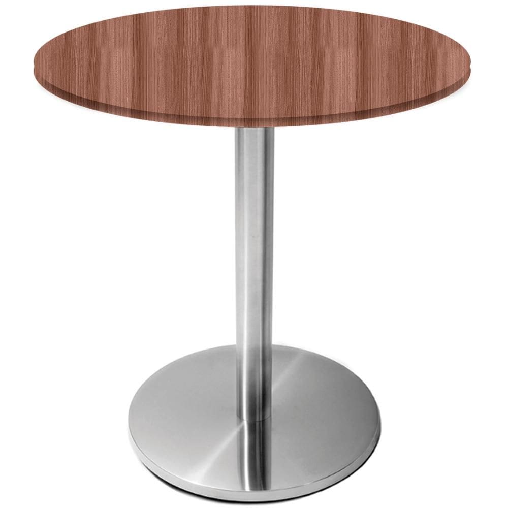 Mesa Beta Inox 75 cm (Altura) Disco Redondo Tampo MDP Redondo 80 cm (Larg) x 2,50 cm (Alt) Walnut