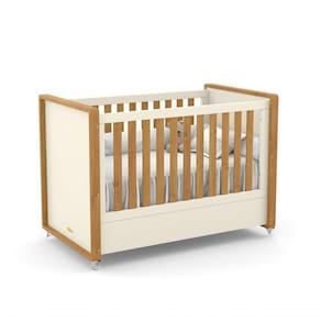 Berço Tutto New 100% Mdf Cor Off White/freijó - Matic Móveis