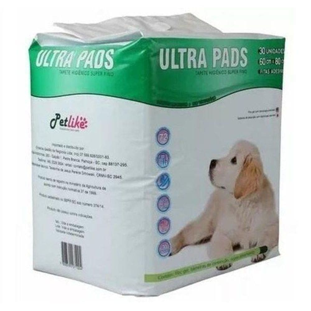 Tapete Higiênico Ultra Pads Super Fino 30 Und 60X80 Petlike