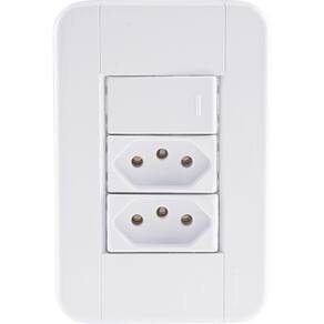 Conjunto 4x2 Com 1 Interruptor Simples 10 A 250 V E 2 Tomadas 2p+t 10 A 250 V Tramontina Tablet Branco