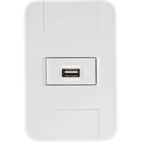 Conjunto 4x2 Com 1 Tomada Usb 1,5 A Bivolt Tramontina Tablet Branco