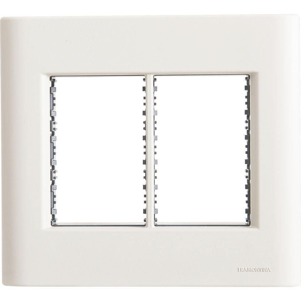 Placa 6 Postos 4x4 Tramontina Giz Branca Soft Touch Com Suporte