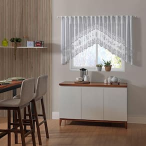 Cortina Renda Interlar Clássica Cascata Bule Branca 300X100