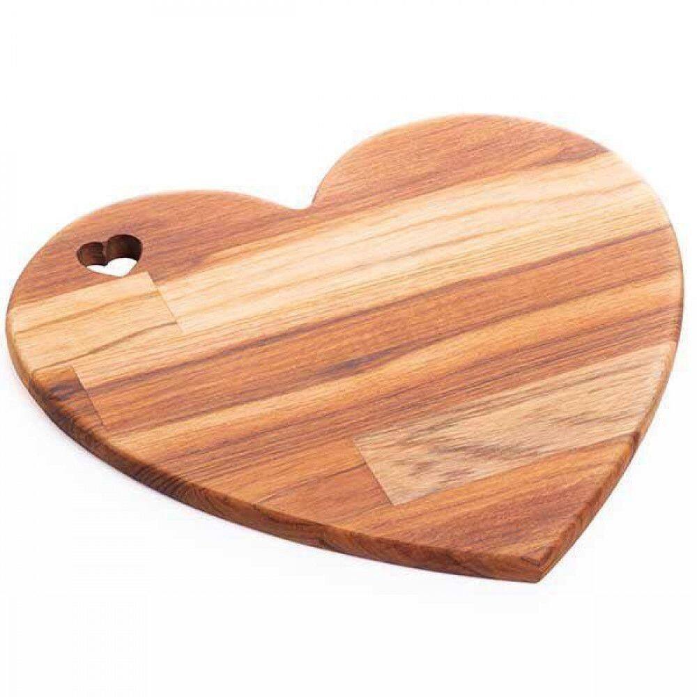 Tabua De Madeira Multiuso Teca Coração 33 X 30cm - Woodart