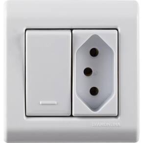 Caixa De Sobrepor Com 1 Interruptor Simples 10 A 250 V E 1 Tomada 2p+t 20 A 250 V Tramontina Lizflex Branca