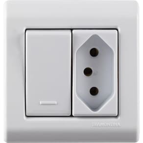 Caixa De Sobrepor Com 1 Interruptor Simples 10 A 250 V E 1 Tomada 2p+t 10 A 250 V Tramontina Lizflex Branca