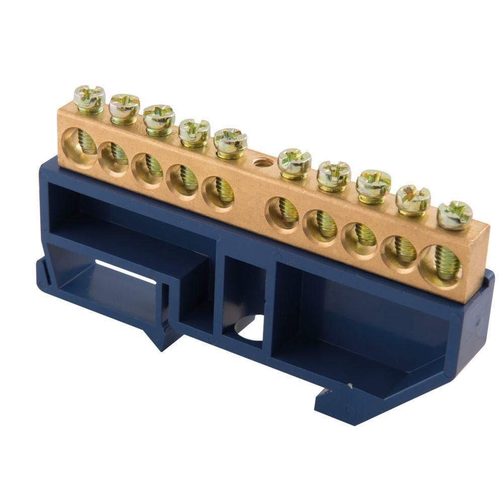 Barramento Terra Din 10 Ligaçoes Tramontina Com Suporte Azul