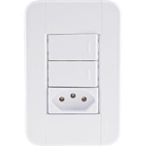 Conjunto 4x2 Com 2 Interruptores Simples 10 A 250 V E 1 Tomada 2p+t 10 A 250 V Tramontina Tablet Branco
