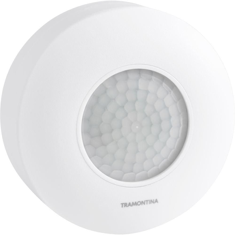 Sensor De Presença 360° De Sobrepor Em Teto Tramontina Bivolt Com Fotocélula Branco