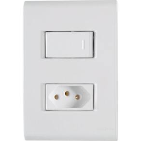 Conjunto 4x2 Com 1 Interruptor Simples 10 A 250 V E 1 Tomada 2p+t 20 A 250 V Tramontina Liz Branco