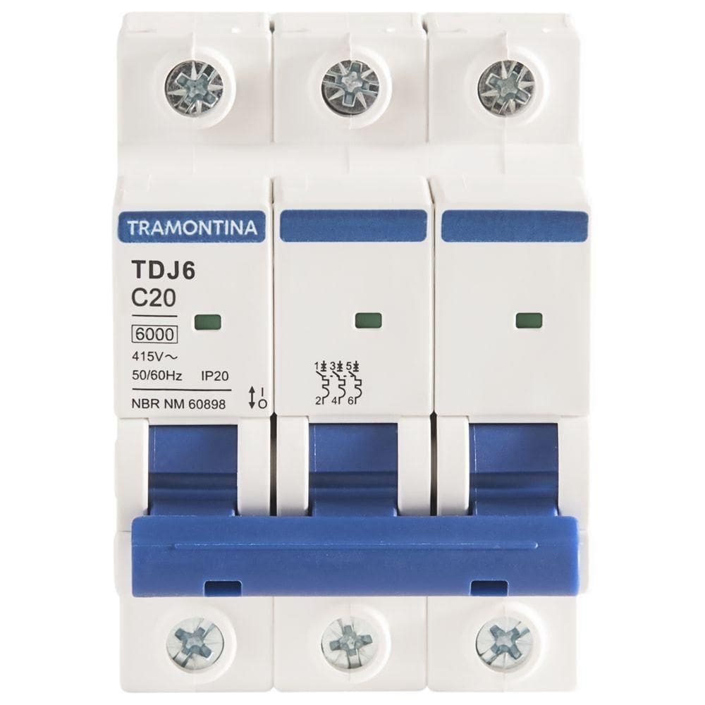 Minidisjuntor Tdj6ka 3 P 20 A Curva C Tramontina