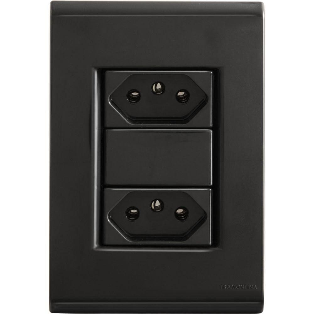 Conjunto 4x2 Com 2 Tomadas 2p T 10 A 250 V Tramontina Liz Grafite