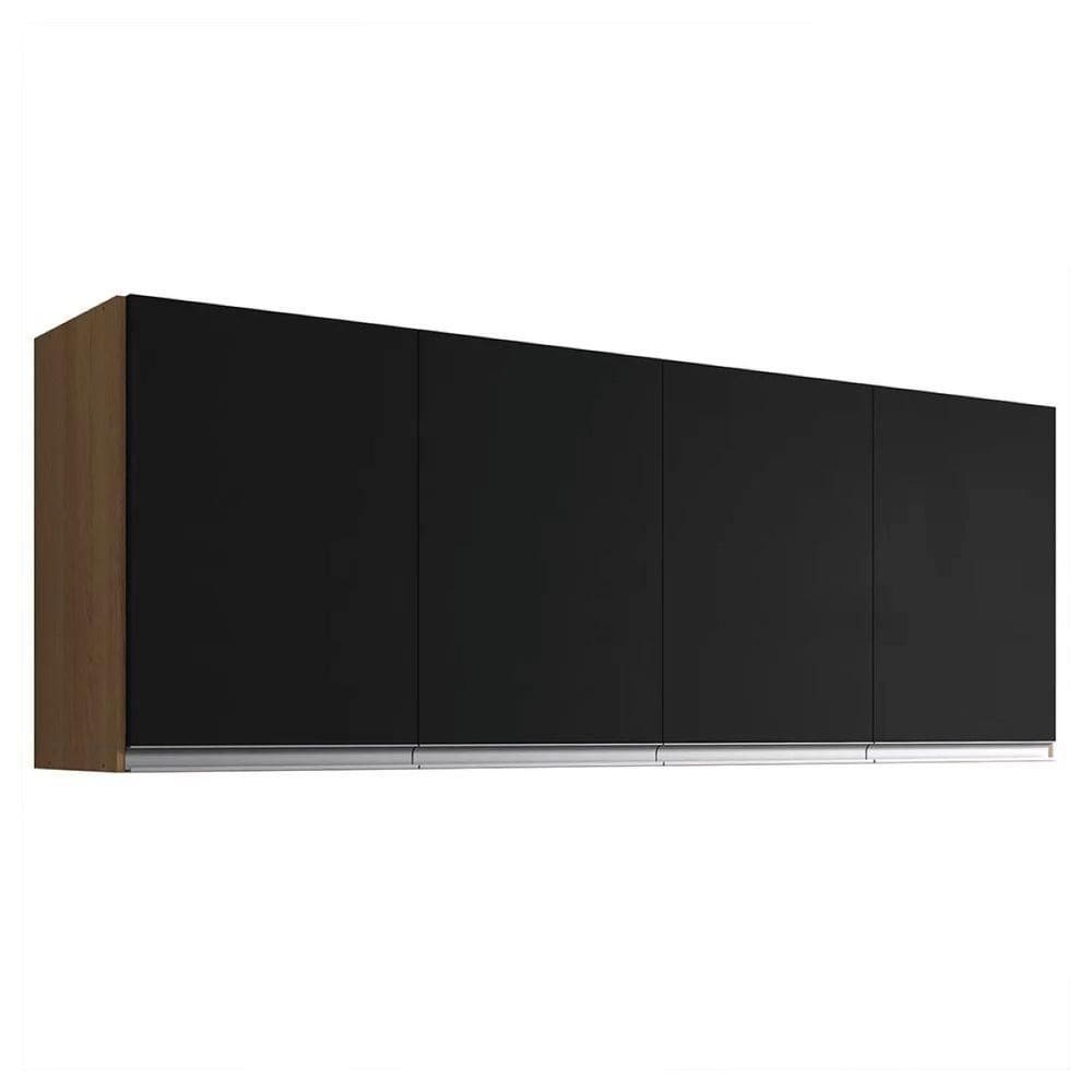 Armário Aereo 160cm 4 Portas Lavanderia Andreia Amendoa Preto Ajl