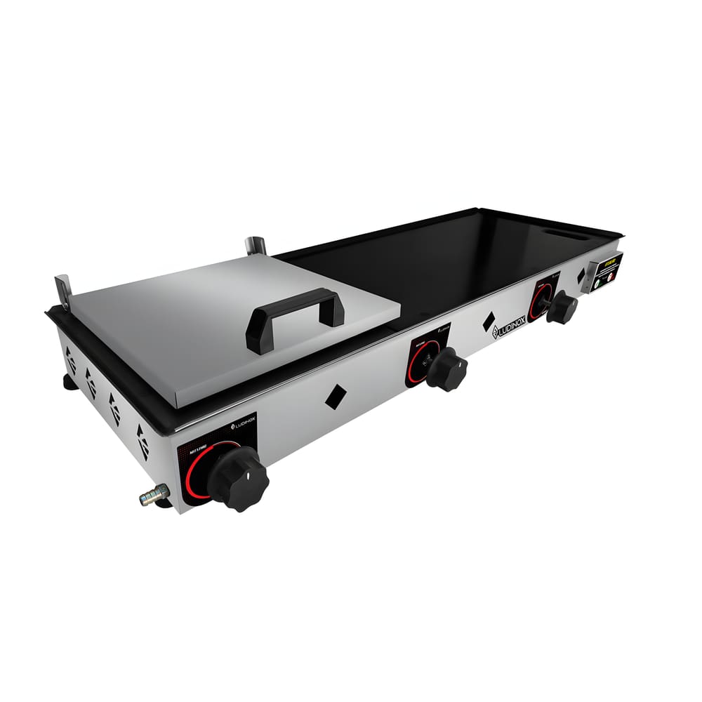 Chapa 90x30cm Para Fazer Lanches Com Prensa C/ 3 Queimadores