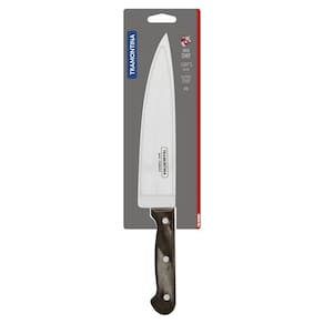 Faca Chef Tramontina Polywood Com Lamina Em Aço Inox E Cabo De Madeira Castanho 8"