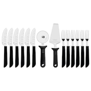 Kit Para Pizza Tramontina Com Laminas Em Aço Inox E Cabos De Polipropileno Preto 14 Peças